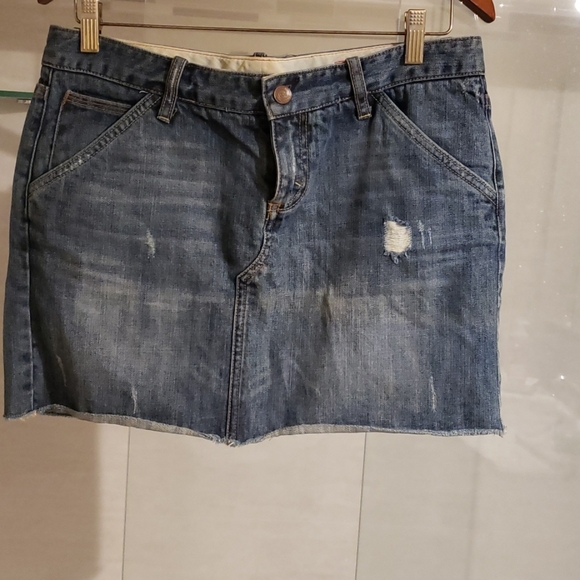 Womens X2  Frayed Denim Mini Skirt - Picture 1 of 5